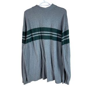 Vintage 90s Eddie Bauer Polo Shirt Mens 2XL Gray Green Striped Cotton L/S‎